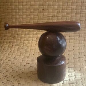 WOOD BASEBALL / BAT STATUE IRONWOOD SOLID